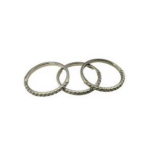 Vintage Set of Three 10 Karat White Gold Diamond Bands Ring Size 7 #11314